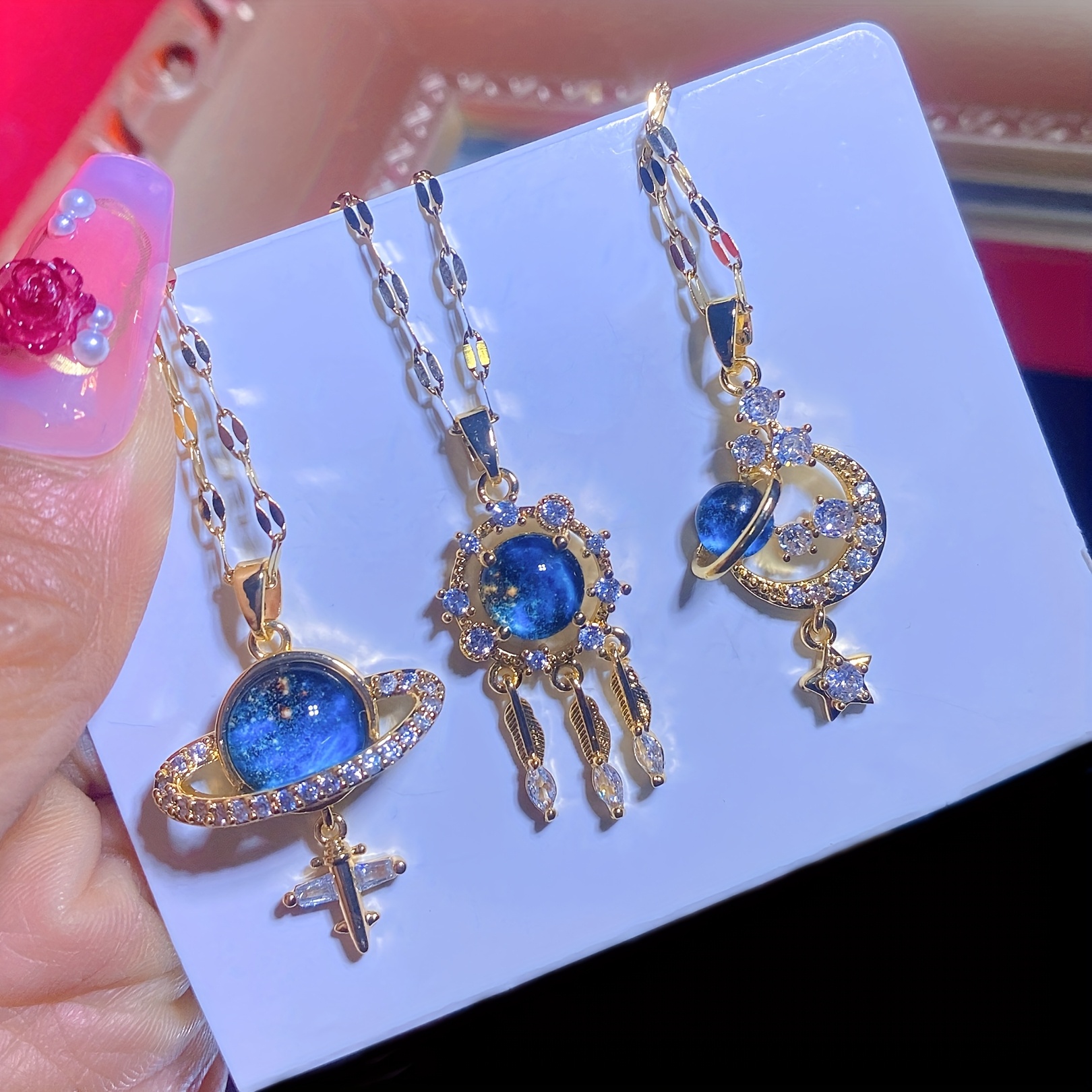 3pcs Set of Star Themed Necklaces, Classic Versatile Pendants